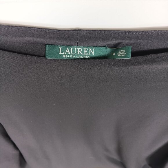 2 for $30 Lauren by Ralph Lauren Black Ruched Bodycon long Dress 12 - Picture 10 of 11